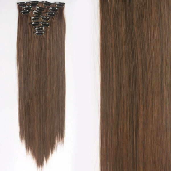 22Inch Long Straight Wavy Hair Extension 7Pcs/Set 16 Clips