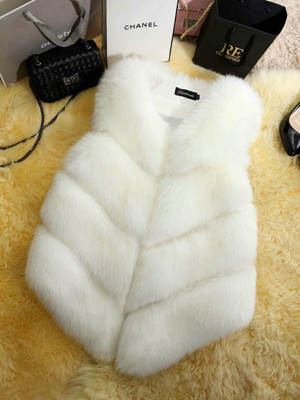 Faux Fur Sleeveless Vest Winter Thick Coats Women 2022 New Fashion Casual Jacket Warm Slim  Outerwear Women Winter Vest