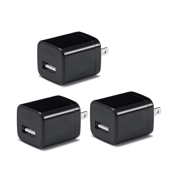 3-Pack Black/White USB Wall Charger