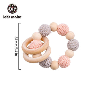 Buy chocolate Let&#39;s Make Baby Rattles Set Crochet Animal Elk Amigurumi Elephant Baby Teether Wooden Pacifier ChainBPA Free Nursing Rattle Toys