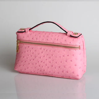 Buy ostrich-pink-l Snake Pattern Clutch Make Up Bags