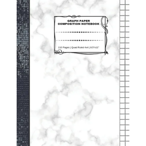 Graph Paper Composition Notebook: 110 Pages - Quad Ruled 4x4 - 8.5" x 11" Marble Large Notebook with Grid Paper - Math Notebook For Students - Paperback