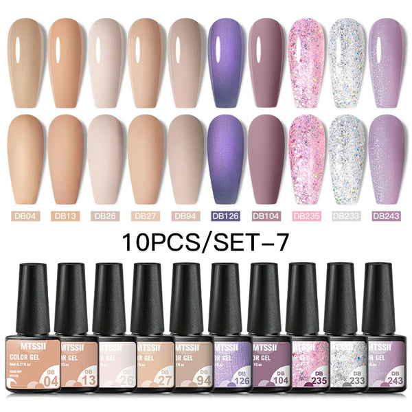 10/12pcs Spring Macaron Nail Gel Polish Set