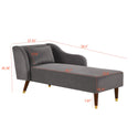 Modern Chaise Lounge Chair Velvet Upholstery (Grey)