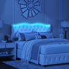 Queen Platform Bed Frame , Velvet Upholstered Bed With Deep Tufted Buttons and Nailhead Trim, Adjustable Colorful LED Li