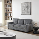 Living Room Sofa With Storage Dark Grey Corduroy