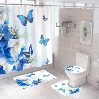 Buy b5 4 Pcs Shower Curtain Sets With 12 Hooks