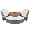 Patio 5-Piece Round Rattan Sectional Sofa Set All-Weather PE Wicker Sunbed Daybed With Round Liftable Table and Washable