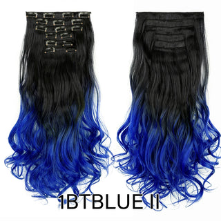 Buy 1btblue-ii 22Inch Synthetic Long Curly 16Clips Clip in Hair Extensions