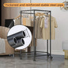 360 Rotating Freestanding Clothing Rack, Hexagonal Carbon Steel Organizer with Wheels