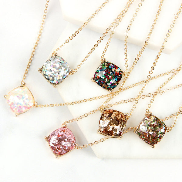 Cushion Glitter Necklace