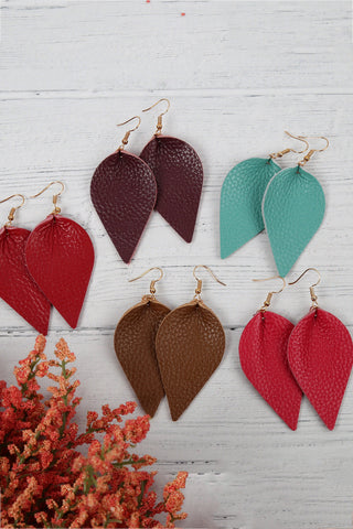 Teardrop Shape Genuine Leather Earrings