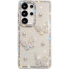 Glitter Powder Pearl Butterfly Style Phone Case With Rhinestones