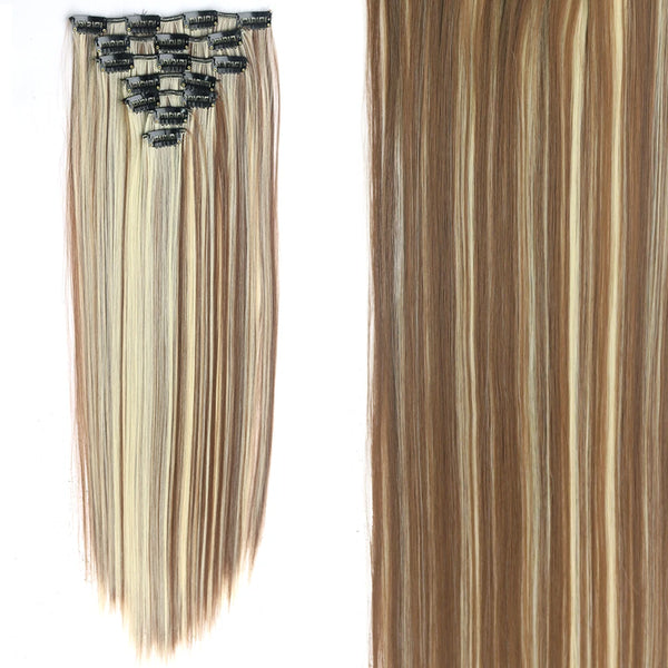 22Inch Long Straight Wavy Hair Extension 7Pcs/Set 16 Clips