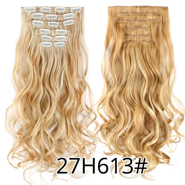 22Inch Synthetic Long Curly 16Clips Clip in Hair Extensions