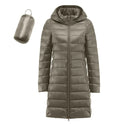 Women Warm Winter Coat Long Sleeve Solid Color Down Jackets Pockets Casual Hooded Down Coats Female Outerwear Padded Clothes