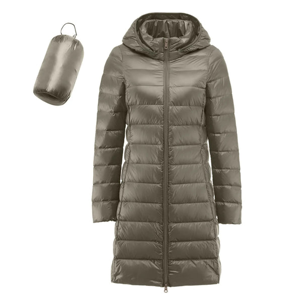 Women Warm Winter Coat Long Sleeve Solid Color Down Jackets Pockets Casual Hooded Down Coats Female Outerwear Padded Clothes