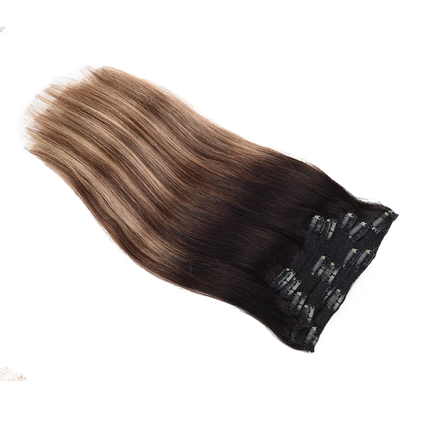 Toysww Clip in Human Hair Extensions Straight Machine Remy Russian Hair 6PC 100G 120G Natural Hair