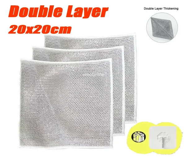 Wholesale Metal Steel Wire Rags Cloth Home Kitchen Pot Pan Dishwashing Double-Sided Dishcloth Cleaning Cloths Towel Scrubber Rag