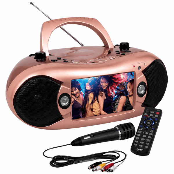 Naxa 7” Bluetooth TV DVD Boombox with Mic Rose Gold - Refurbished