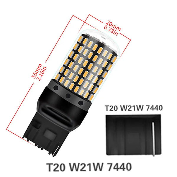 GZKAFOLEE 1pcs 2800LM 7440 7443 Bulb No Error Free T20 W21W W21/5w LED WY21W LED Bulbs Car Brake Reverse Light Lamp Turn Signal
