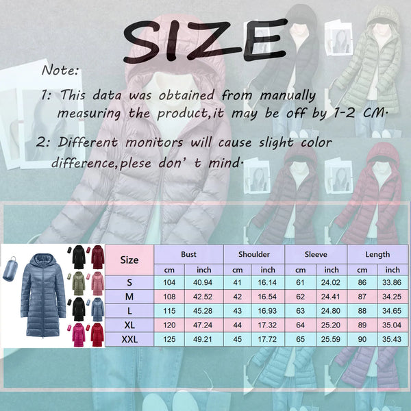 Women Warm Winter Coat Long Sleeve Solid Color Down Jackets Pockets Casual Hooded Down Coats Female Outerwear Padded Clothes