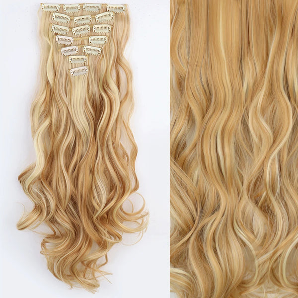 22Inch Long Straight Wavy Hair Extension 7Pcs/Set 16 Clips