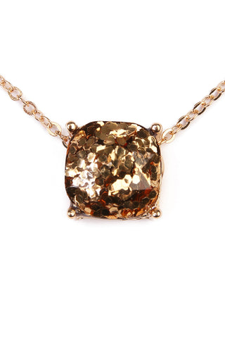 Buy gold Cushion Glitter Necklace