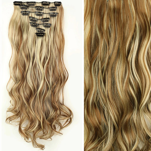 22Inch Long Straight Wavy Hair Extension 7Pcs/Set 16 Clips