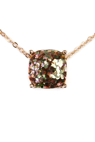 Buy violet Cushion Glitter Necklace