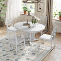 Rustic 5-Piece Extendable Dining Table Set Round Trestle Table and 4 Cross Back Dining Chairs for Kitchen, Dining Room,