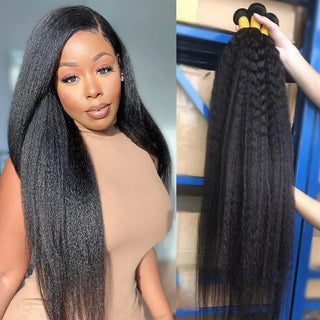 28 30 Inch Human Hair Bundles Peruvian Kinky Straight Hair Weave Bundles Raw Virgin Remy Extensions 3 4 Bundle Women Coarse Yaki