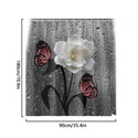 Rose Flower Bathroom Curtain With 12 Hooks