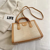High Quality Leather Shoulder Bag For Women Luxury Alligator Handbag Designer Women Bag Retro Bamboo Handle Tote Bag Female