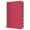 KJV Holy Bible, Large Print Medium Format, Fuchsia Faux Leather W/Ribbon Marker, Red Letter, Thumb Index - Bonded Leather