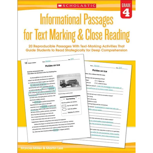 Informational Passages for Text Marking & Close Reading: Grade 4 - Paperback