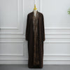 Lace-Panel Flared-Sleeve Open Abaya with Pockets(MOA332)
