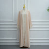 Lace-Panel Flared-Sleeve Open Abaya with Pockets(MOA332)