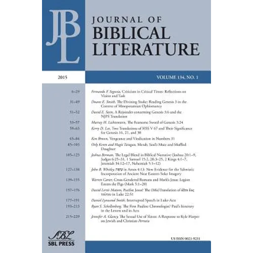 Journal of Biblical Literature 134.1 (2015) - Paperback