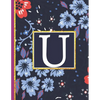 U: Monogram Initial U Notebook for Women and Girls, Blue Floral (Monogram Gifts for Women) - Paperback