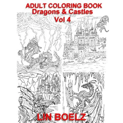 Adult coloring book Fantasy Dragons & Castles - Paperback