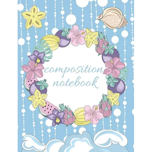 Composition Notebook: Tropical Beach Design, Collage Ruled Pages - Paperback