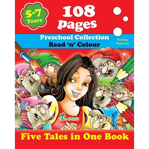 Five Tales in One Book: Read 'n' Color Your Fairy Tale - Preschool Collection - Coloring Picture Book for Beginner and Intermediate Readers (5-7 Years - Paperback