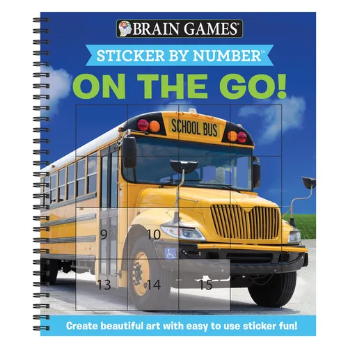 Brain Games - Sticker by Number: On the Go (Easy - Square Stickers): Create Beautiful Art with Easy to Use Sticker Fun! - Spiral