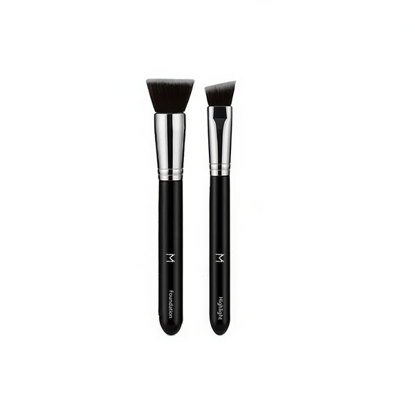Brush Duo Makeup Brush Set – Foundation + Highlight & Conceal Brushes