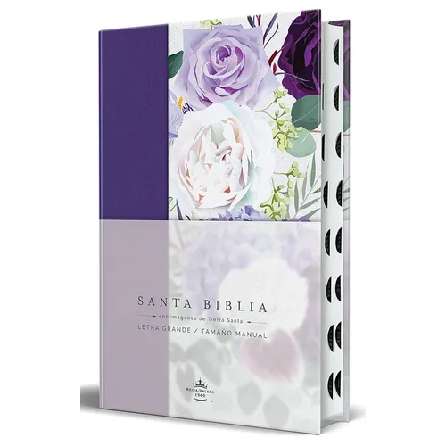 Biblia Rvr1960 Tapa Dura Y Tela Morada Con Flores Tamaño Manual Con Índice / Spanish Bible Rvr 1960, Hardcover, Purple Cloth with Flowers, Handy Size - Hardcover