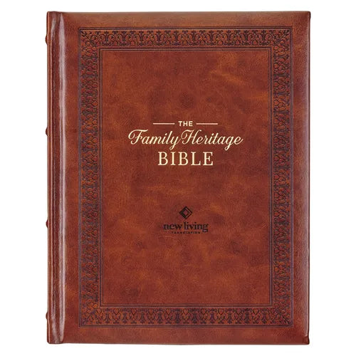 NLT Family Heritage Bible, Large Print Family Devotional Bible for Study, New Living Translation Holy Bible Faux Leather Hardcover, Additional Interac - Leather