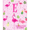Composition Notebook E: Pink Flamingo Initial E Composition Wide Ruled Notebook - Paperback