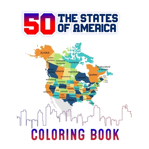 50 The States of America Coloring Book: Fifty State Maps with Capitals and Symbols like Motto Bird Mammal Flower Insect Butterfly or Fruit Perfect Eas - Paperback