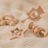 Wooden Baby Rattles Set | Beech Wood Teether and Musical Montessori Toy for Infants